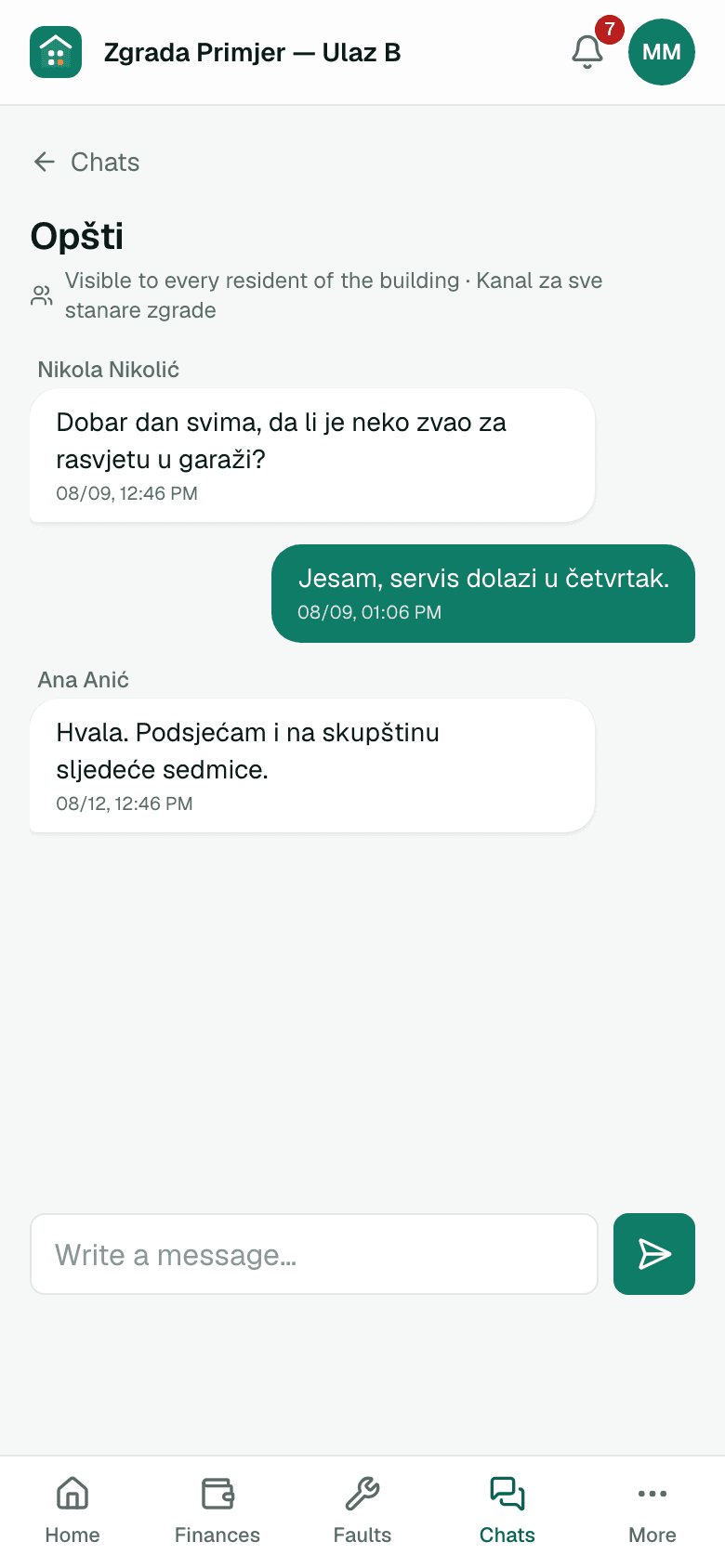 Resident chat on a phone