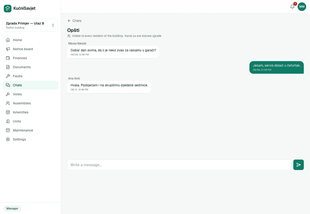 Resident chat in real time